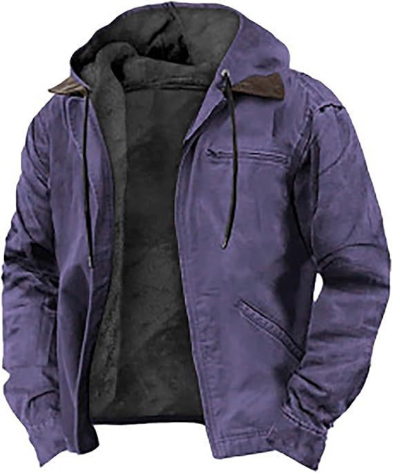 ⏳📢Men’s Plush-Lined Hooded Work Jacket