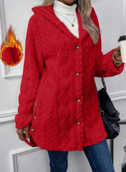Women's Warm Diamond Pattern Hooded Jacket