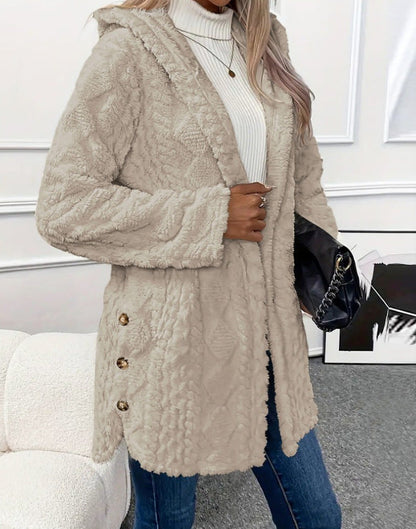 Women's Warm Diamond Pattern Hooded Jacket