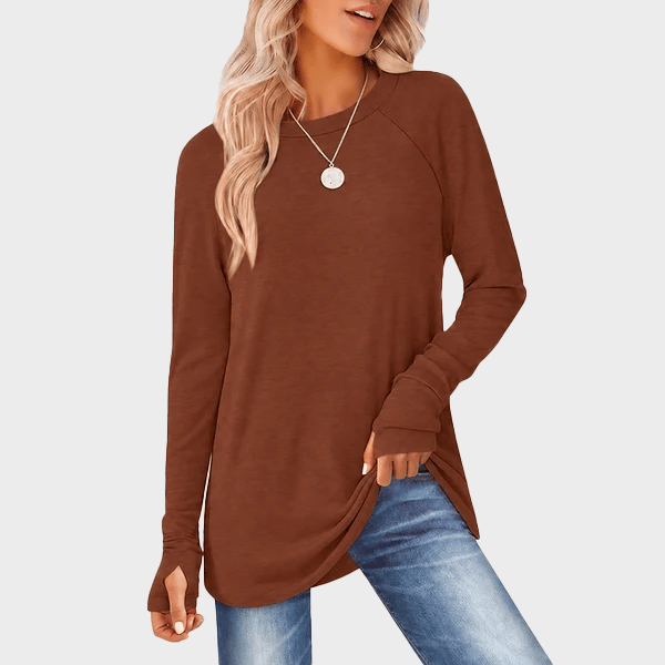 💘Top Seller🌸Women's Tunic Top Long Sleeve Round Neck with Thumb Holes