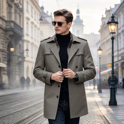 🧥 Men's Medium-Length Trench Coat with Detachable Inner | Timeless Style & Everyday Versatility ✨