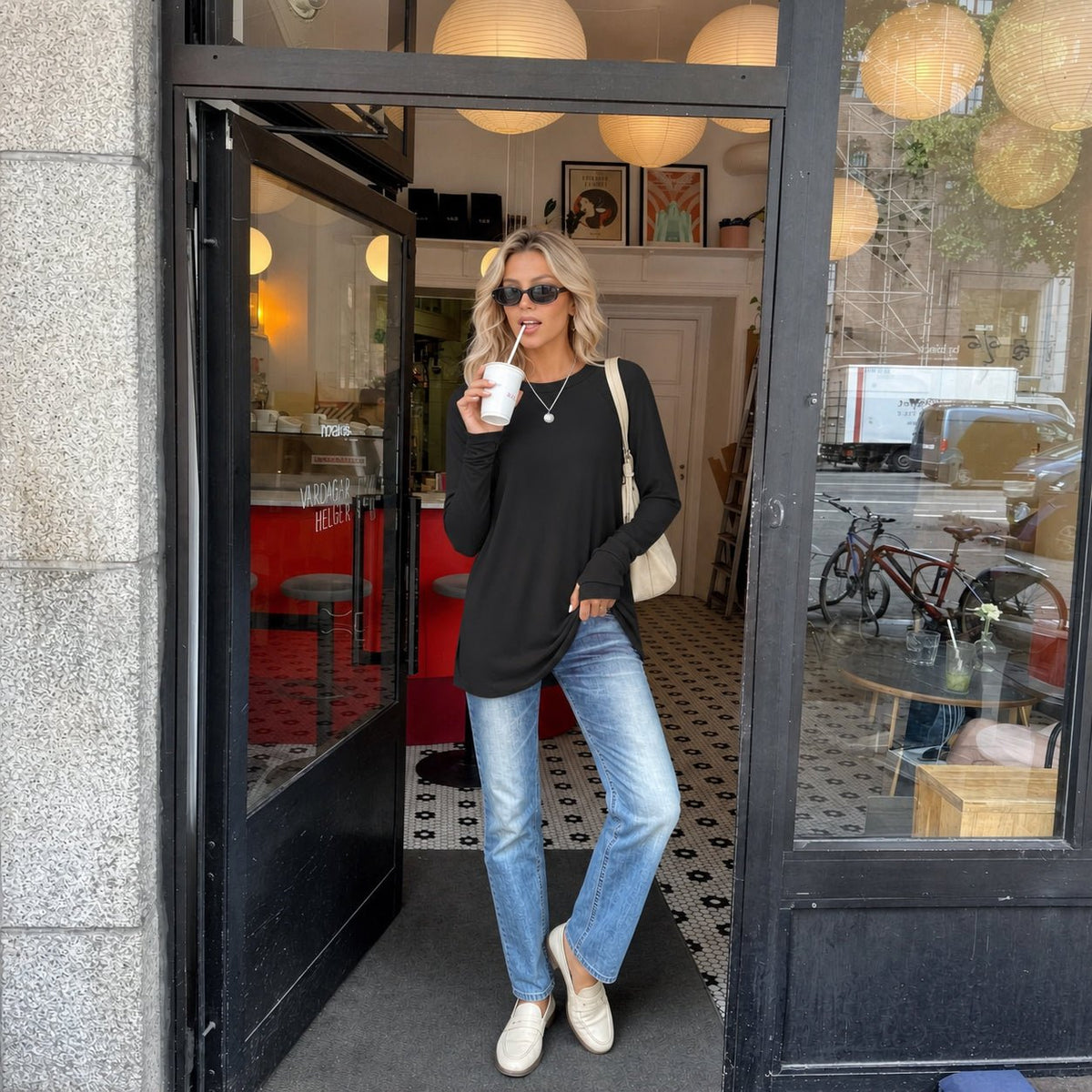 💘Top Seller🌸Women's Tunic Top Long Sleeve Round Neck with Thumb Holes