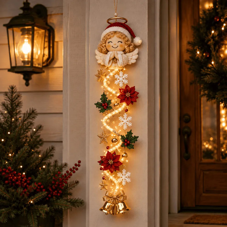 ✨Last Day 90% OFF✨– 🎄MerryCascade™ Glowing Christmas Door Hanger | 6 Festive Light Designs✨