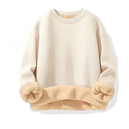 Men's Sherpa Fleece Lined Crewneck Sweatshirt - Thick Warm Loose Fit Winter Pullover, M-5XL