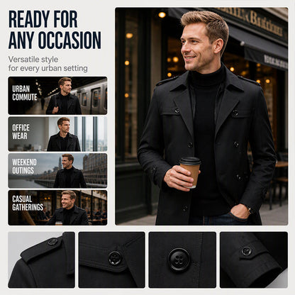 🧥 Men's Medium-Length Trench Coat with Detachable Inner | Timeless Style & Everyday Versatility ✨