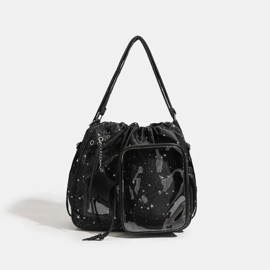 Star Print Drawstring Shoulder Bag