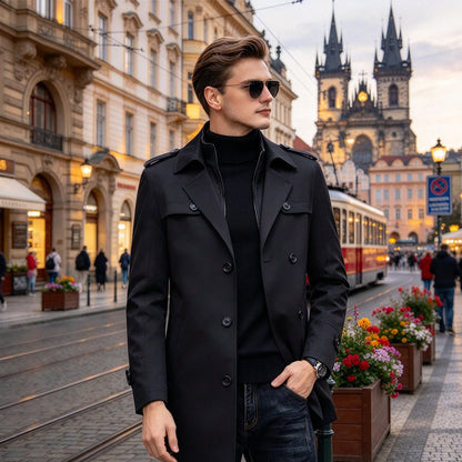 🧥 Men's Medium-Length Trench Coat with Detachable Inner | Timeless Style & Everyday Versatility ✨