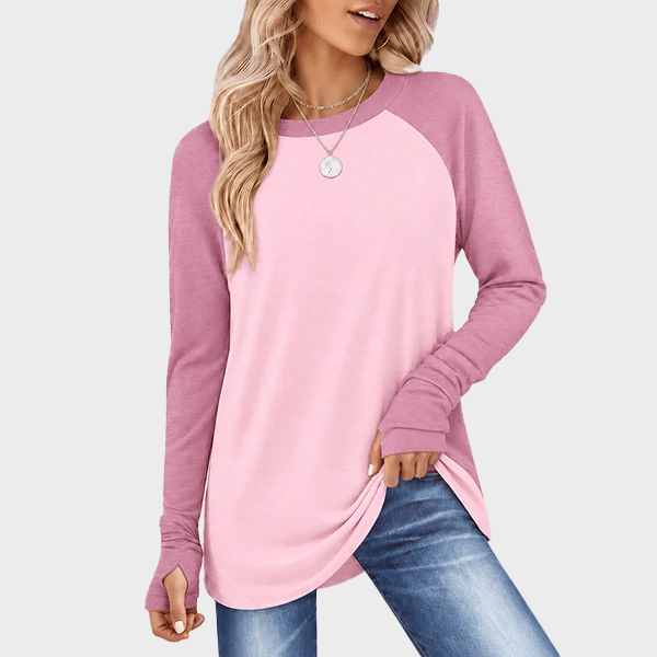 💘Top Seller🌸Women's Tunic Top Long Sleeve Round Neck with Thumb Holes