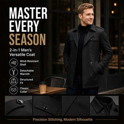 🧥 Men's Medium-Length Trench Coat with Detachable Inner | Timeless Style & Everyday Versatility ✨