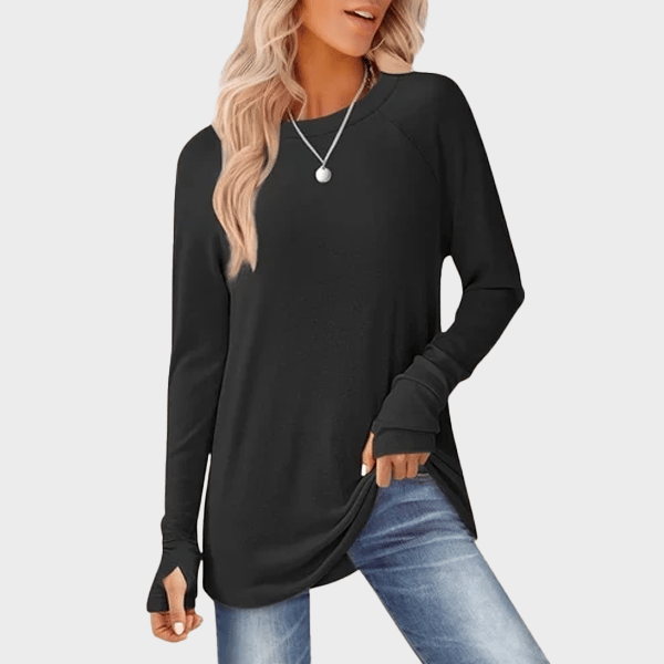 💘Top Seller🌸Women's Tunic Top Long Sleeve Round Neck with Thumb Holes