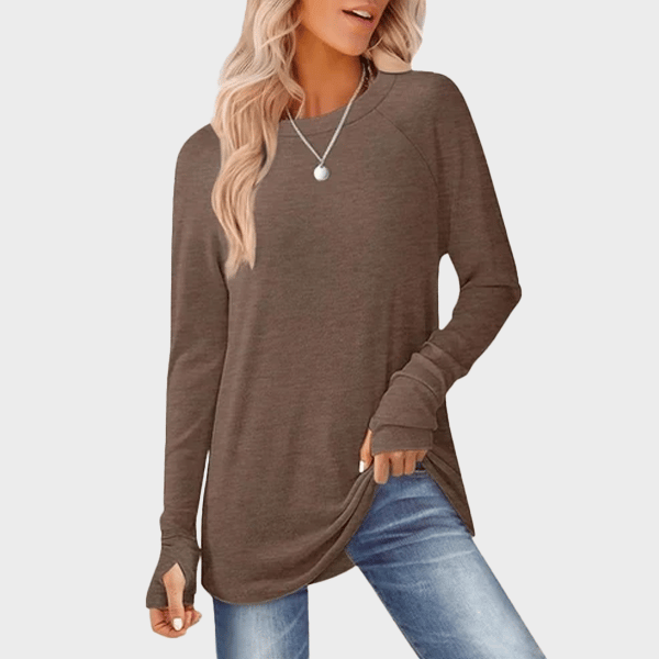 💘Top Seller🌸Women's Tunic Top Long Sleeve Round Neck with Thumb Holes