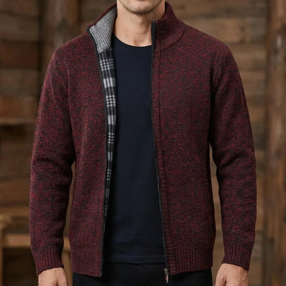 Fleece-Lined Knit Zip Cardigan