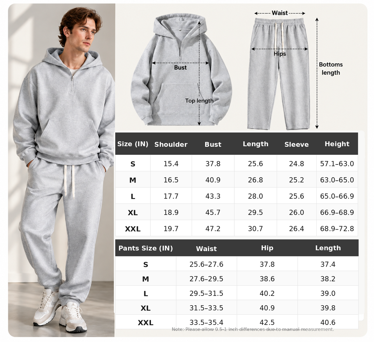 ⚡Hot Sales 50% OFF🔥Men's Plain Two-piece Casual Sporty Sweatsuit Set