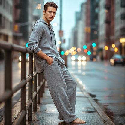 Herren Kapuze Casual Loose Top & Hose 2-teiliges Set