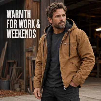⏳📢Men’s Plush-Lined Hooded Work Jacket