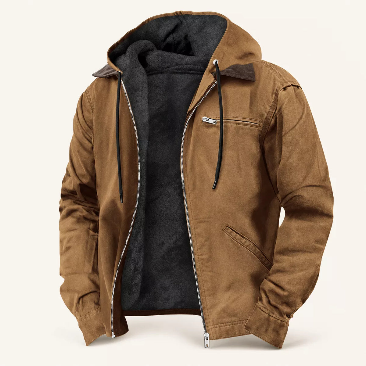 ⏳📢Men’s Plush-Lined Hooded Work Jacket
