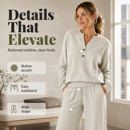 🖤 BLACK FRIDAY SALE 🖤 ☁️ Women's Top & Wide-Leg Pants Set | Relaxed Fit & Effortless Style