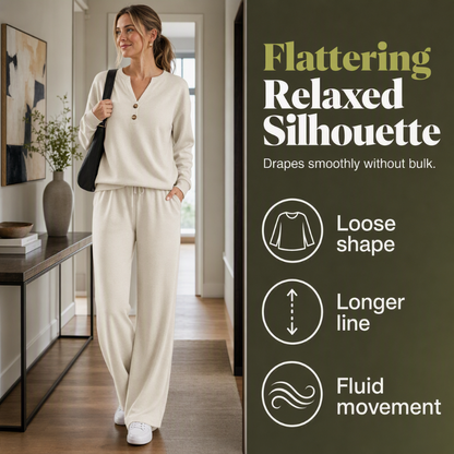 🖤 BLACK FRIDAY SALE 🖤 ☁️ Women's Top & Wide-Leg Pants Set | Relaxed Fit & Effortless Style