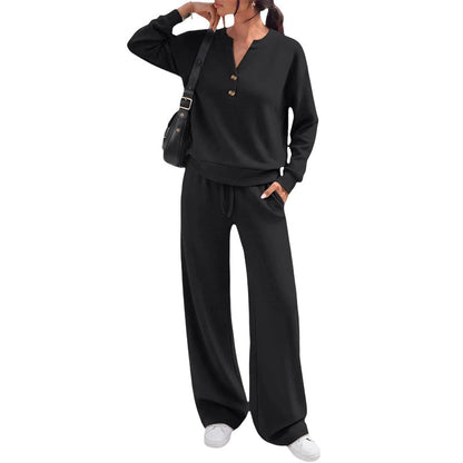 🖤 BLACK FRIDAY SALE 🖤 ☁️ Women's Top & Wide-Leg Pants Set | Relaxed Fit & Effortless Style