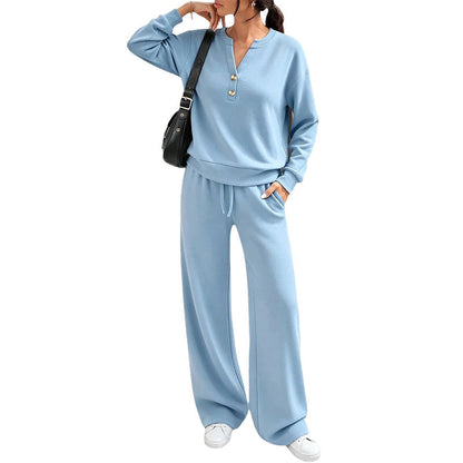 🖤 BLACK FRIDAY SALE 🖤 ☁️ Women's Top & Wide-Leg Pants Set | Relaxed Fit & Effortless Style